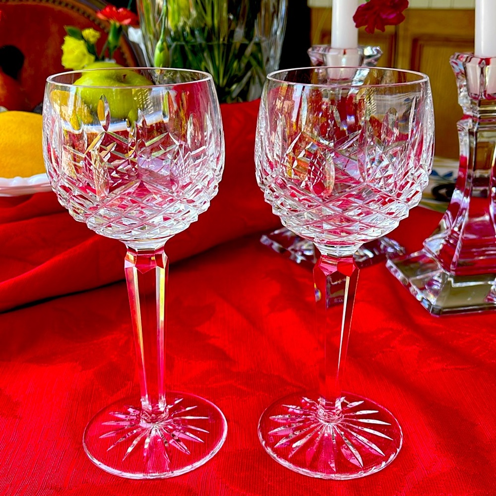 Set of 2 Vintage Waterford Crystal Kenmare Hock Wine Glasses